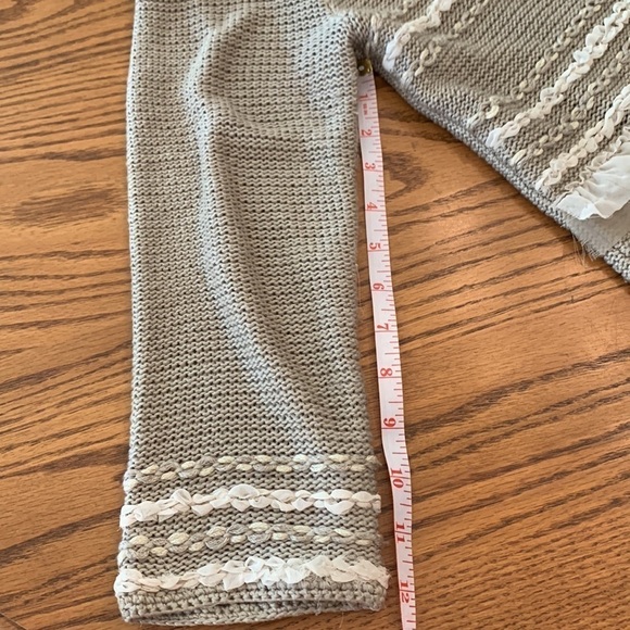 Ruby Rd cardigan size med grey and white mini ruffles long sleeve mixed media - Picture 7 of 12